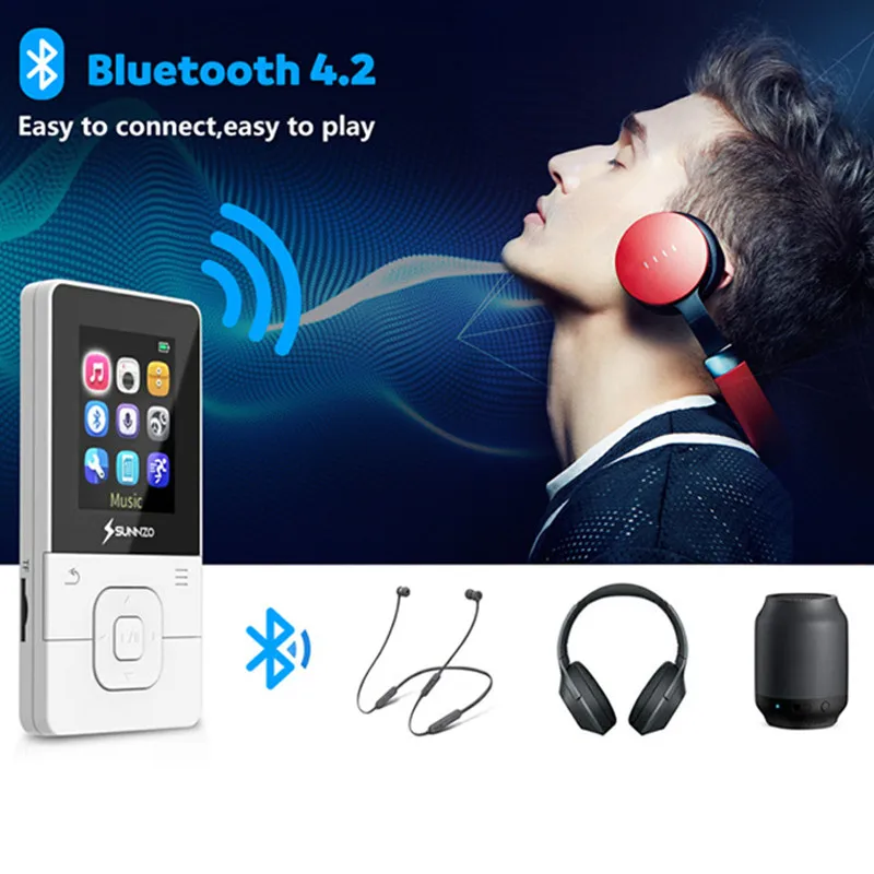 

New Bluetooth Mp3 Student Walkman Ebook Reading Small Card Mp3 Recording Portable Sports Bluetooth Music Player 16G Button