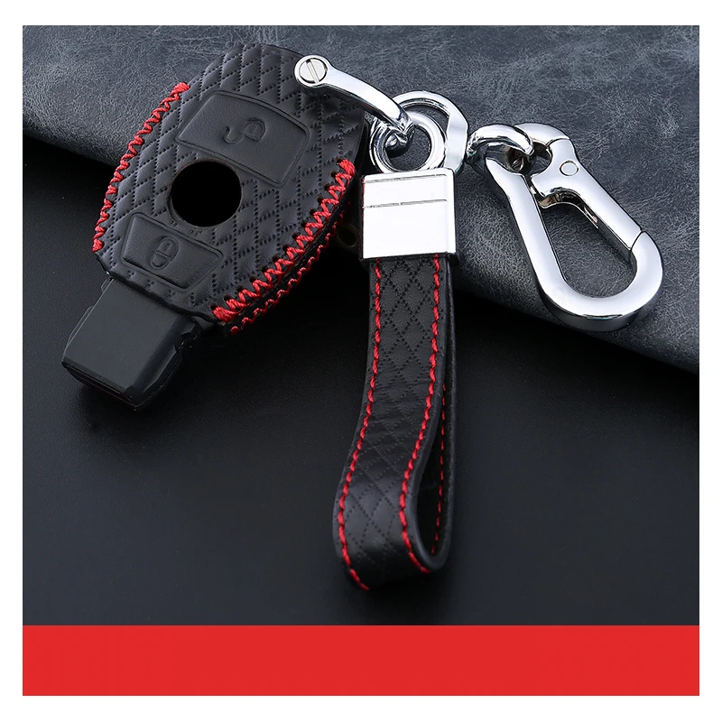 A with keychain 2 Высококачественный Топ Laye кожаный чехол для ключей автомобиля для ключей Mercedes Benz Обложка C Класс GLC GLA E класс E260 E320 Fob для автомобиля аксессуары - Название цвета: A with keychain 2