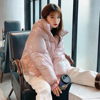 

Women Down Padded Jacket Winter Thick Solid Pockets Hooded Short Coat Down Padded Outwear Parkas Coat