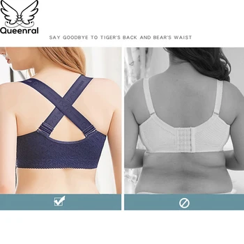 

Queenral Bras For Women Front Closed Plus Size Bra Underwear Women Sexy Lace Push Up Bra Beauty Back Comfortable Brassiere BH