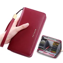 

Female Clutch Genuine Leather Wallets RFID Blocking Business Credit Card Holder Long Zipper Wallet for Women Purses Bag