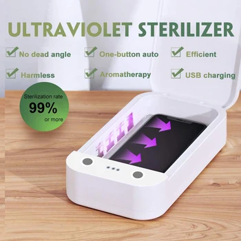 

5V UV Phone Sterilizer Box Jewelry Phones Cleaner Personal Sanitizer Disinfection Cabinet with For Mask USB Charger