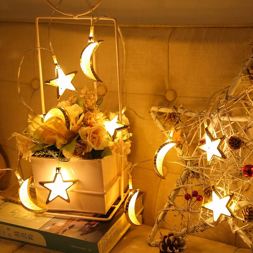 10LED 1.5 M Moon String Lights Mubarak Eid Muslim Decorative Light Holiday Decor Powered Fairy D30 | Лампы и освещение