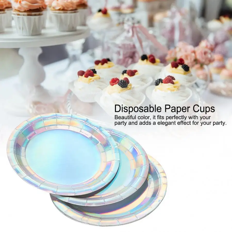 8 шт одноразовые бумажные тарелки чашки буфет тарелки Посуда для украшения на свадьбу на день рождения вечерние принадлежности Набор тарелок для еды