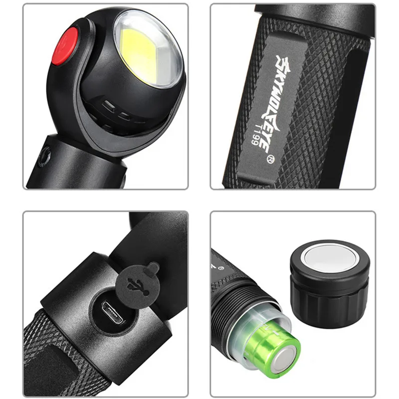 360 градусов вращающийся зарядка через usb светодиодный блики вспышки светильник COB рабочий светильник вспышки светильник фонарь, работающая на открытом воздухе Рыбалка Кемпинг Пеший Туризм