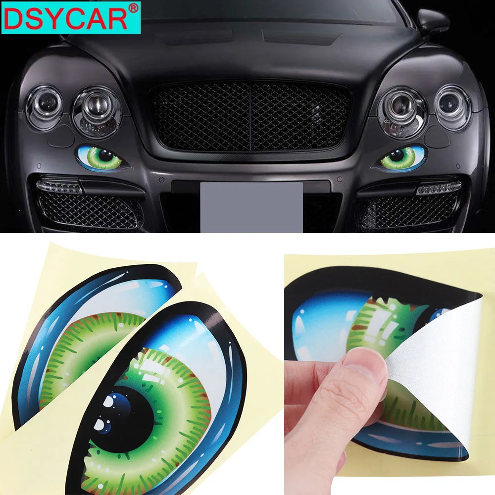 

DSYCAR 2Pair/Lot Car Eye Stickers Funny 3D Stereo Cat Eyes Pattern Car Sticker Adhesive Rearview Mirror Decal Car Stickers
