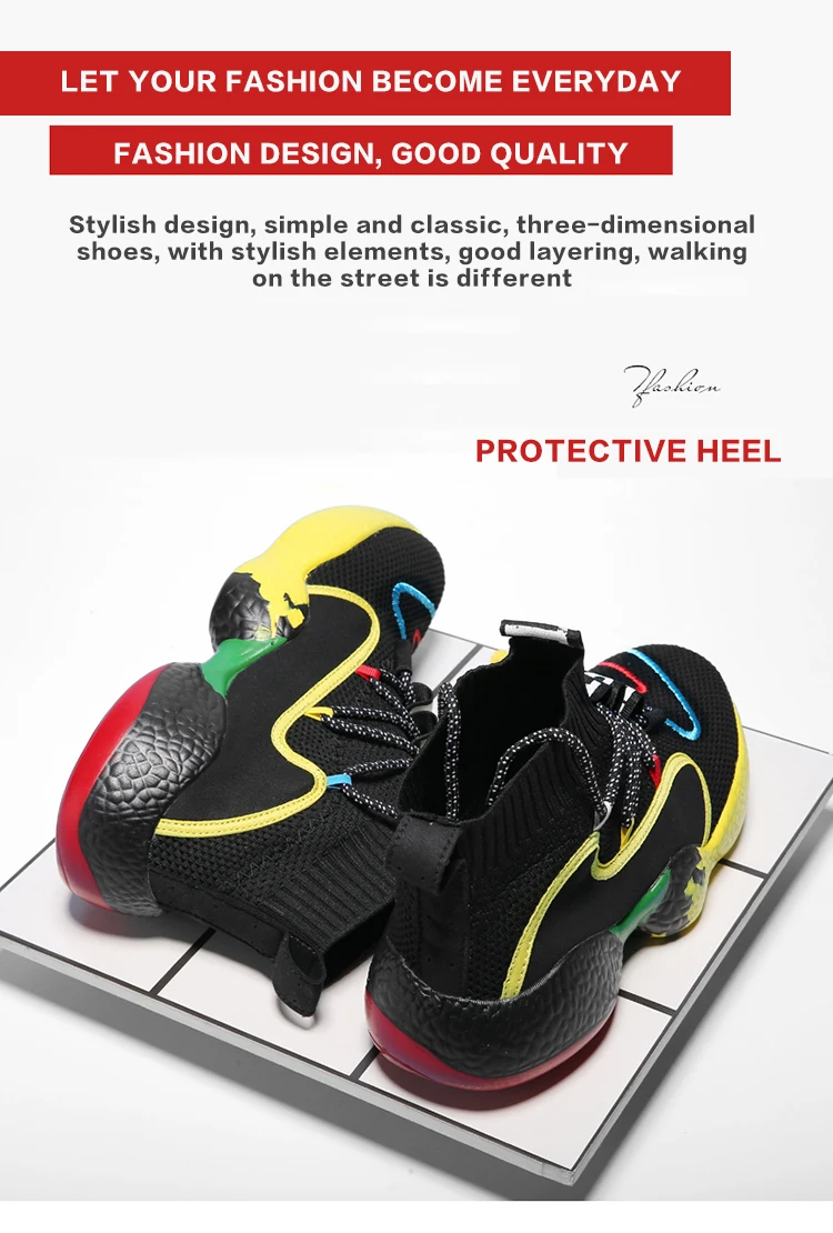 Spring and autumn fashion socks sneakers men's shoes multi-color optional men's knitted breathable walking sneakers anti-skid