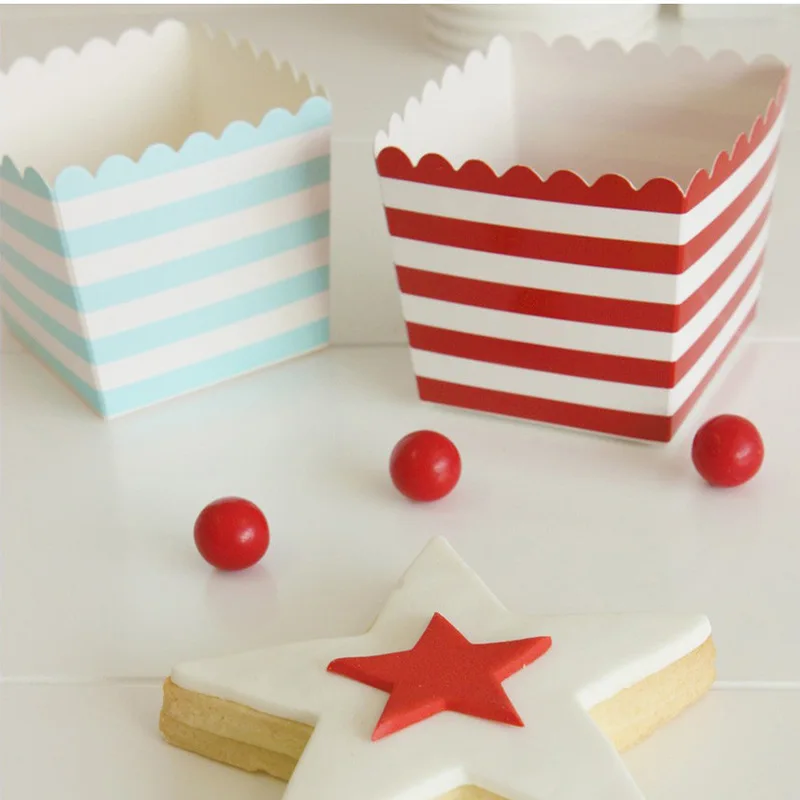 Полосатый гребешок Favour Box многоцветная полоса коробки для еды коробки для попкорна в полоску