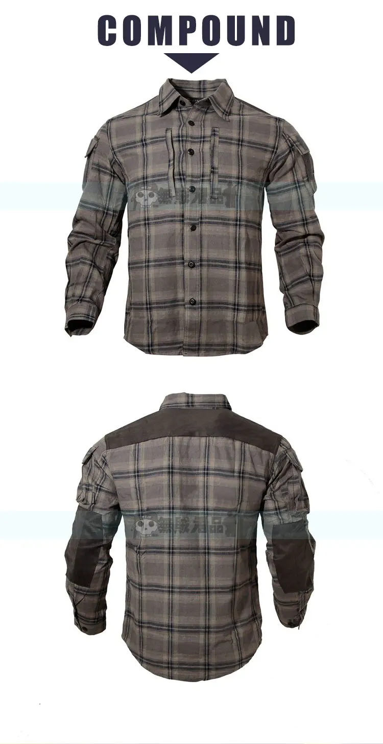 Gray plaid WZJP шотландская клетчатая рубашка охотничья рубашка одежда для любовников на открытом воздухе дышащие джинсы - Цвет: Gray plaid
