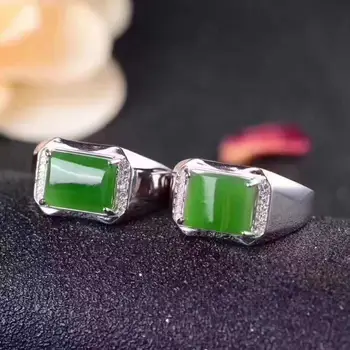 

Man Ring Real and Natural Original Man Jade Ring Stone Rings Solid 925 Silver Gemstone Ring