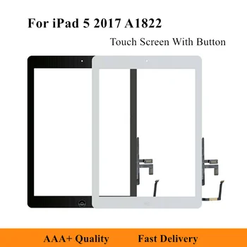 

New For iPad 5 LCD Outer Touch Screen Digitizer Front Glass Display Touch Panel Replacement For iPad 5 A1822 A1823 With Button