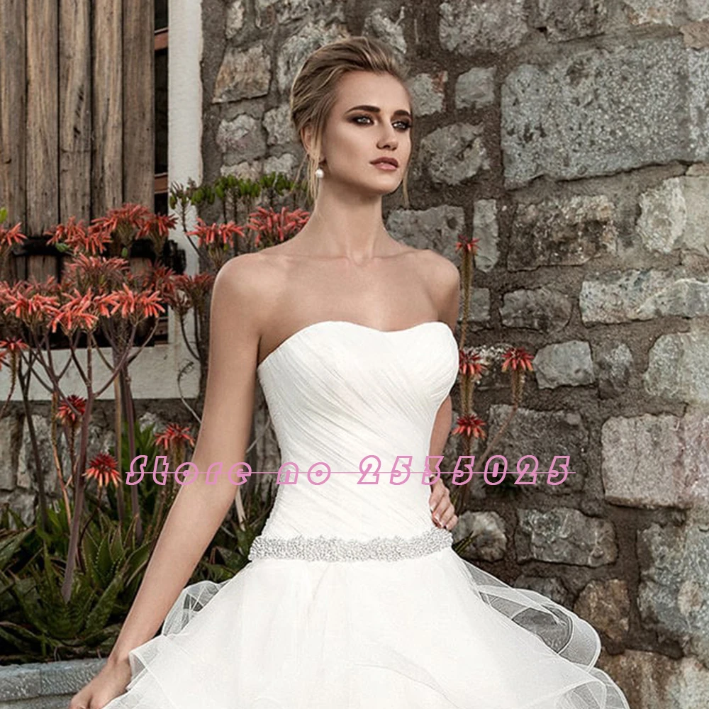 Vestido De Noiva Princesa блестящее Бисероплетение Талия складки вырез сердечком на шее на шнуровке великолепное бальное платье Свадебные платья размера плюс