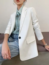  PEONFLY Fashion Women White Blazer Long Sleeve Korean Style Loose Female Blazer Office Ladies 2022 New Arrival Autumn Outwear 
