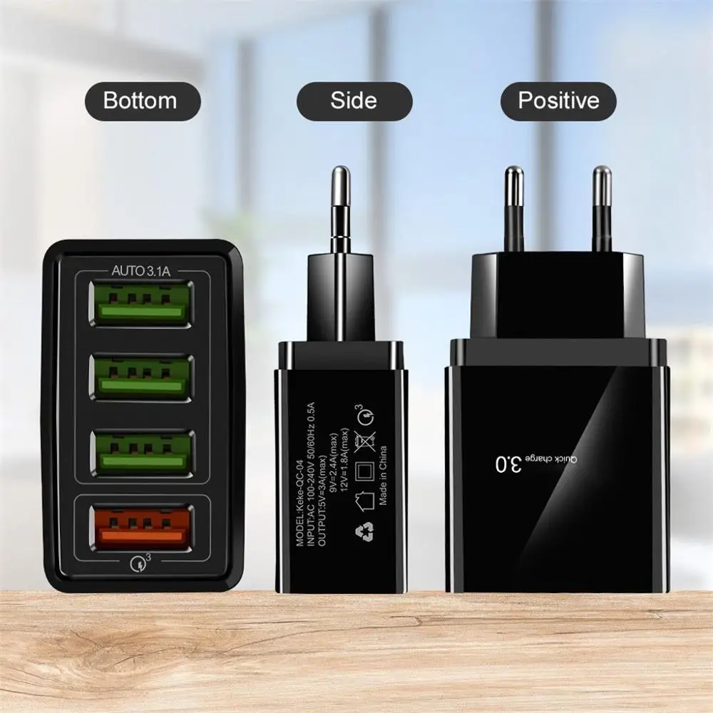 Настенное зарядное устройство 4USB QC3.0, быстрое зарядное устройство ...