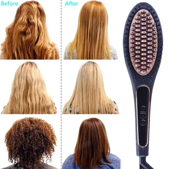 

Free Shipping Ceramic Electric Hair Straightening Brush Hair Straightener Comb Girls Ladies Wet & Dry Hair Care Styling Tools