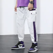 Мужские Винтажные брюки, красивые мужские хип-хоп белые черные штаны с карманами, мужские корейские модные спортивные штаны, зимние комбинезоны