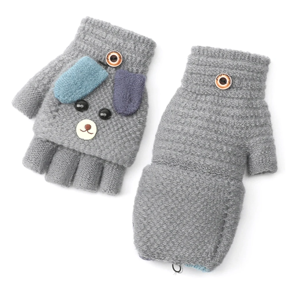 Зимние теплые детские флип-перчатки, детские перчатки с открытыми пальцами для мальчиков и девочек, спортивные перчатки для велоспорта, кемпинга, туризма, рыбалки, катания на лыжах