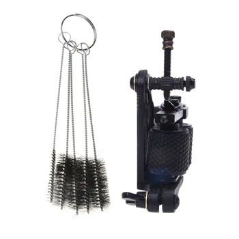 

1pcs Tattoo Gun Machine Tattoo Liner Shader Black & 5Pcs Tattoo Cleaning Brush for Tube Tattoo Machine (Black)