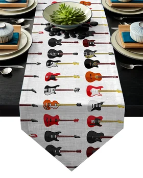 

Colorful Guitar Table Runner Table Flag Home Party Decorative Tablecloth Table Runners for Wedding