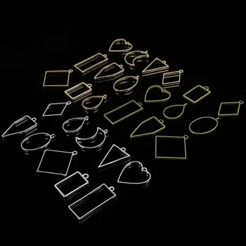 

10pcs/lot Alloy Geometric Resin Mold Hollow Flower Frame Necklace Blank Pendant Tray Bezel Charm For Jewelry Making DIY Handmade