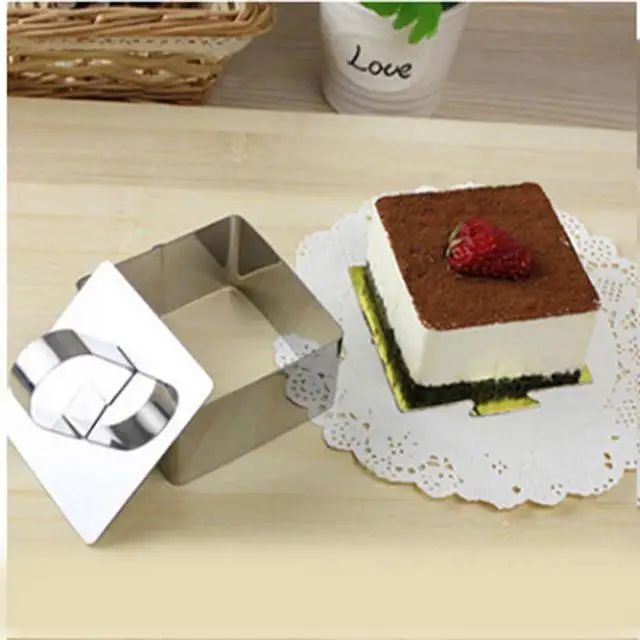Форма для салата, форма для выпечки, инструменты для выпечки, сделай сам, форма для кекса, форма для салата, десерта, форма для мусса, кольцо для торта, сыра, инструмент из нержавеющей стали - Цвет: Square