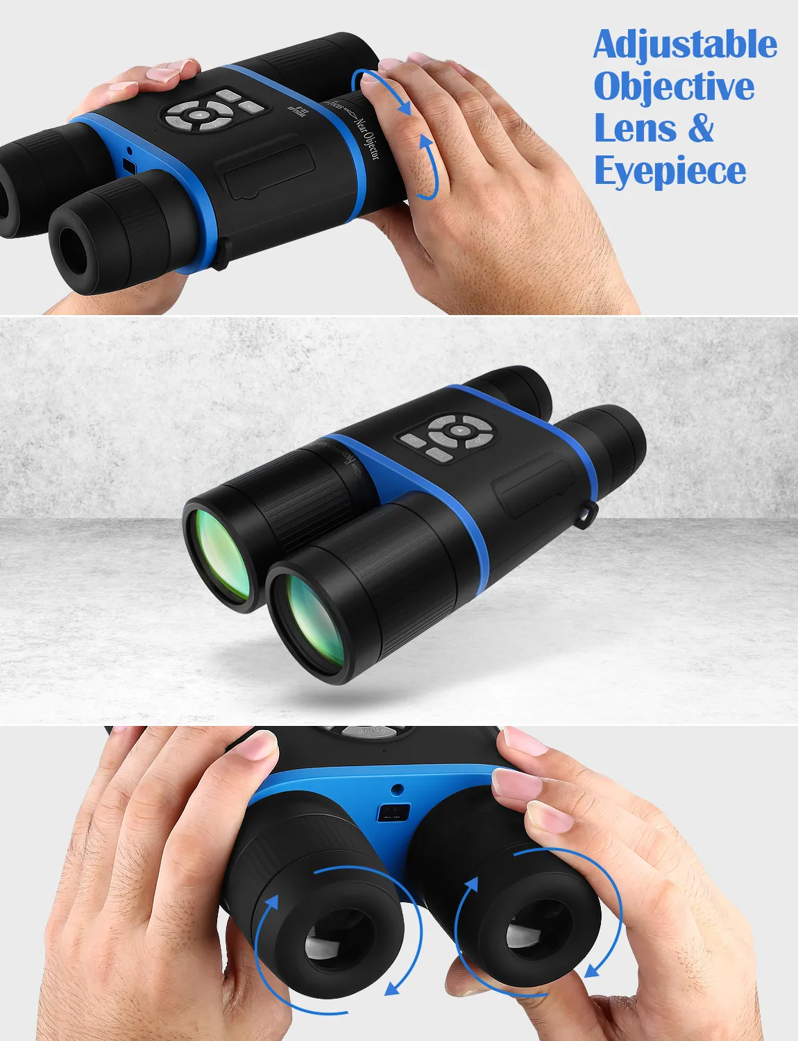 BOBLOV 8-52mm Day and Night HD Binocular Low Light Night Vision Binocular 335PPI 1080p Video Recorder Wifi E-Compass