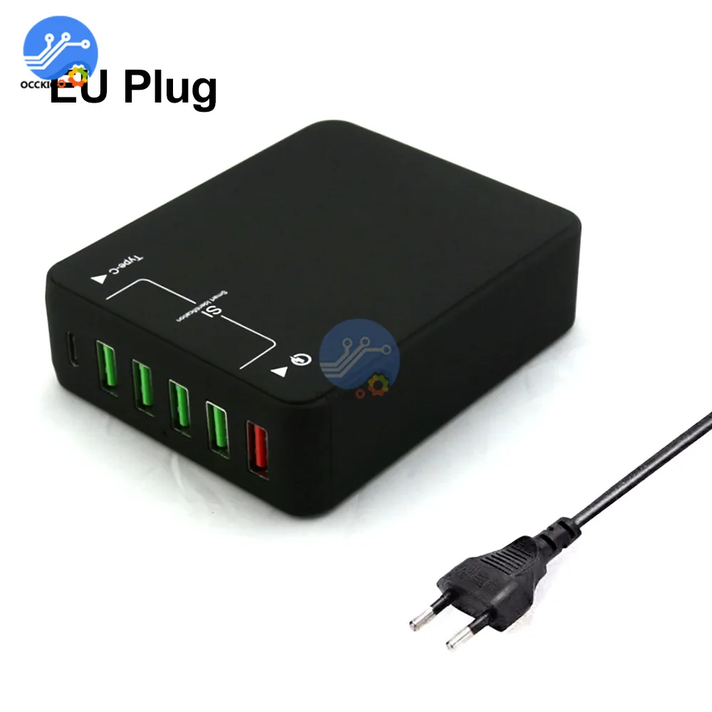 Быстрая зарядка 3,0 адаптер быстрое зарядное устройство usb type-C 6 порт портативная зарядка для зарядки мобильного телефона для iPhone samsung Xiaomi