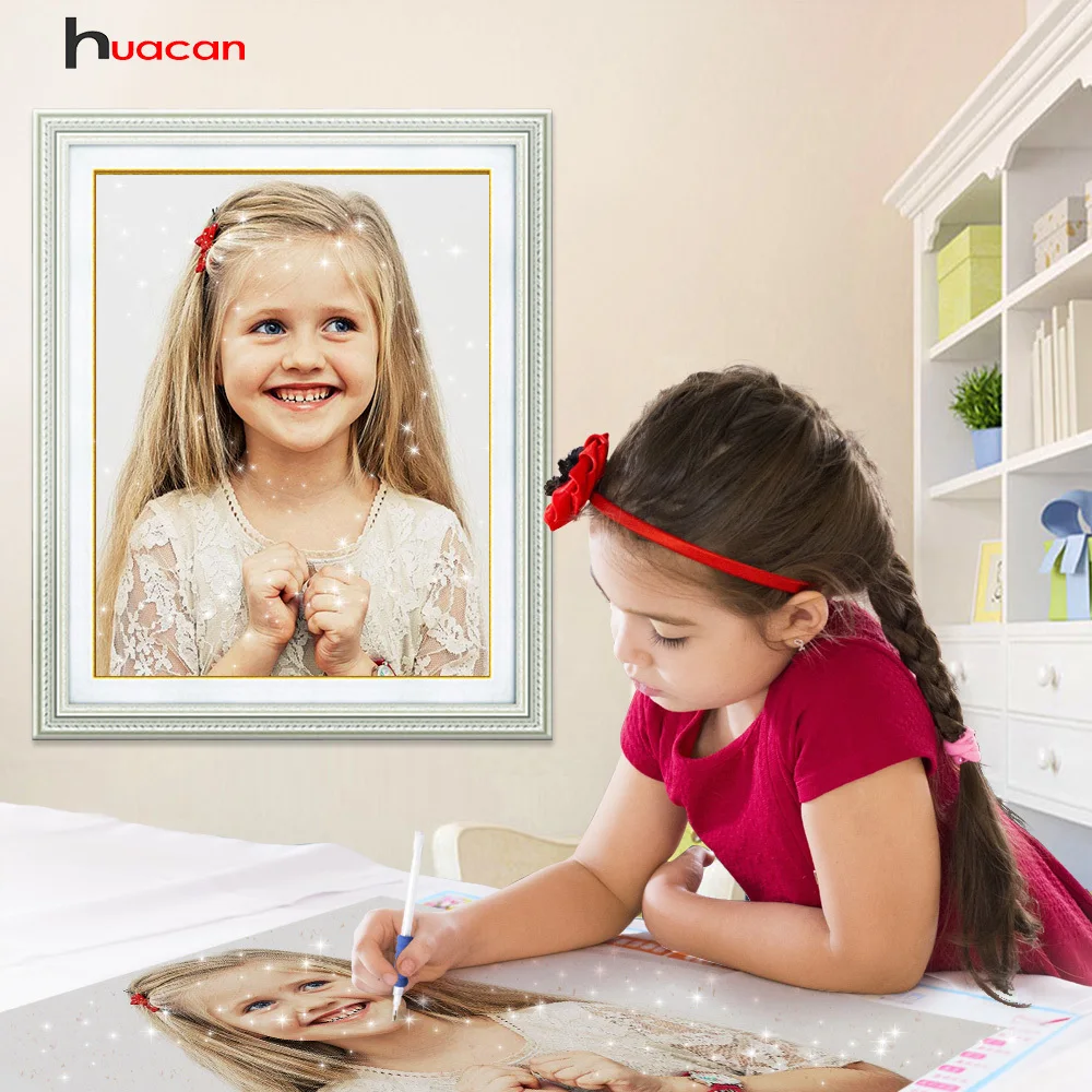 Diamond Painting Cross-Stitch Gift Photo Custom Huacan Full Mosaic-Kits Wall-Decor Round