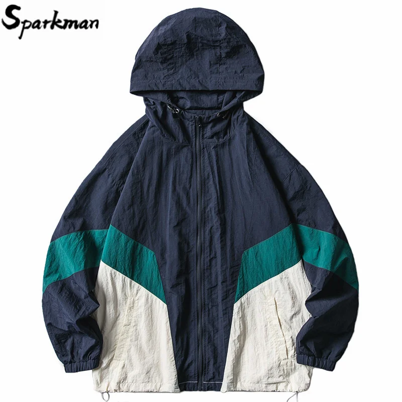 

2019 Harajuku Jacket Windbreaker Men Hip Hop Streetwear Retro Jacket Hoodie Oversized Color Block Loose Track Jacket Coat Autumn