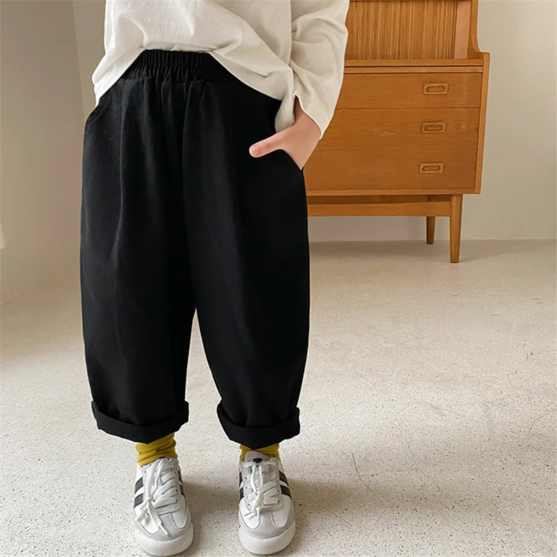 Korean style spring boys and girls solid casual pants unisex fashion loose all-match trousers for kids clothes girls pants,boys pants,kids pants,girls trousers