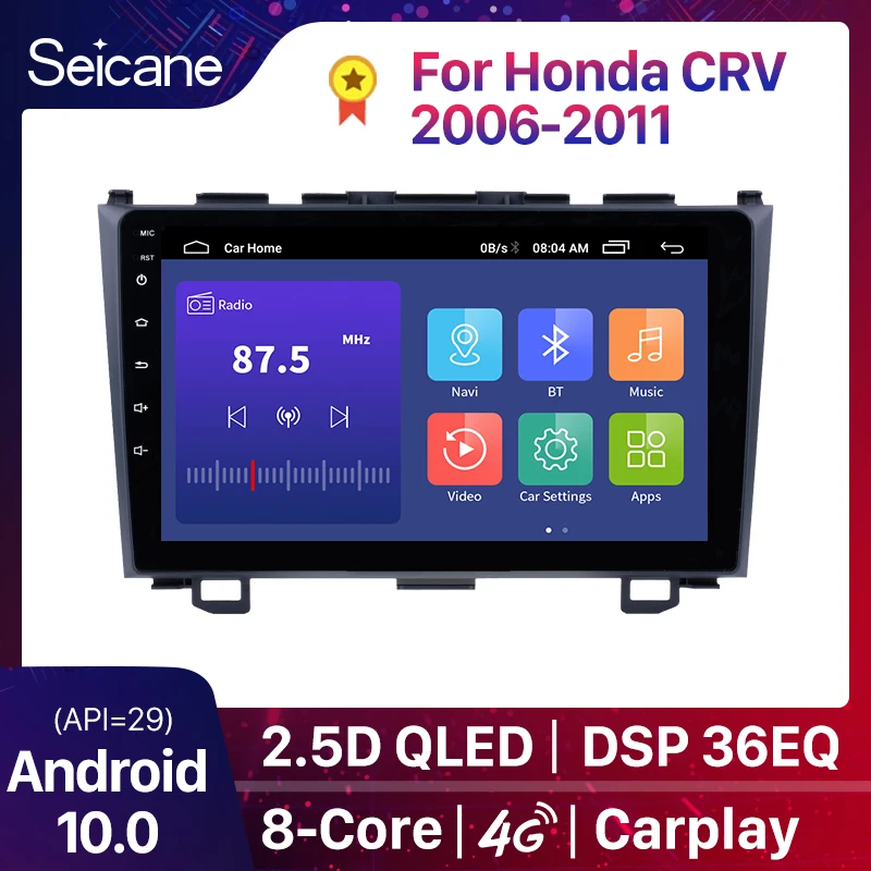 Автомагнитола Seicane 2DIN Android 10 0 Wi Fi GPS навигация для Honda CRV 2006 2007 2008 2009 2010 2011 головное