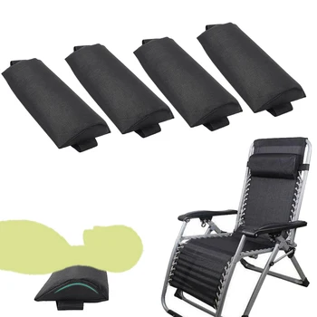 

4 Pcs Outdoor Folding Lounge Chairs Pillow Beach Patio Recliner Headrest Cushion Height Adjustable Detachable Pillowcase