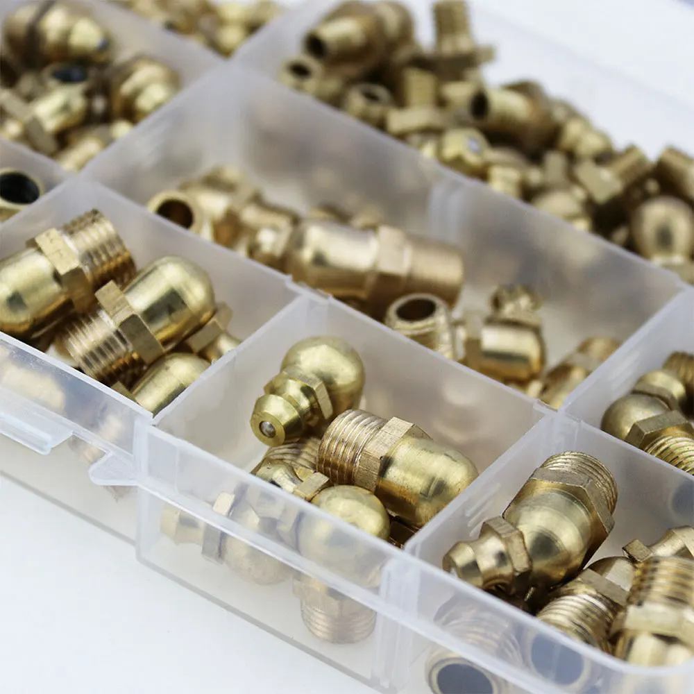 Hydraulic Metric Brass Metric Brass Universal Metric Brass Zerk Nipple Kit 140PCS Gold Durable