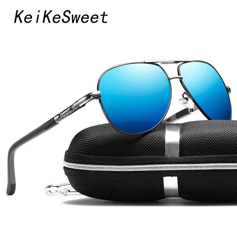 KeiKeSweet, модные, поляризационные, брендовые, дизайнерские, синие солнцезащитные очки для мужчин, для вождения, защита от уф400 лучей, для улицы, Роскошные, солнечные очки для мужчин