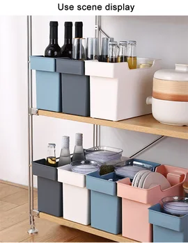 

Home Kitchen storage box with pulleys pot cover rack Household cabinets and kitchen utensils desktop seasoning dish storage box