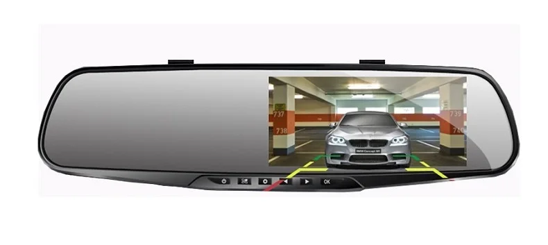 4,3 дюймов Full HD 1080p зеркало заднего вида Автомобильный видеорегистратор Автоматический Фиксатор Автомобильный видеорегистратор ночного видения двойной объектив Dash Cam g-сенсор