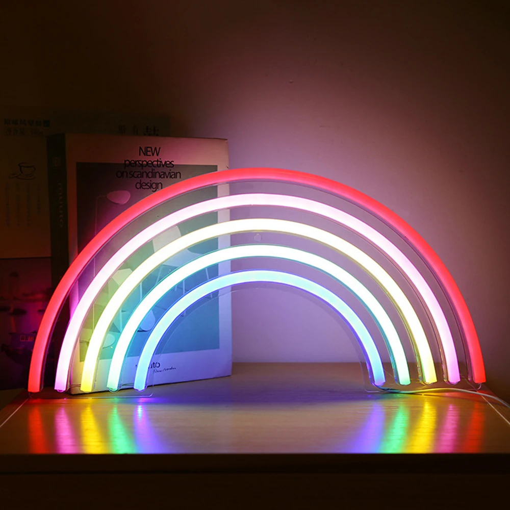 LED Neon Sign with Transparent Acrylic Back Panel USB Power Neon Sign  Hanging Wall Art for Living Room Kids Party Home Decor D30