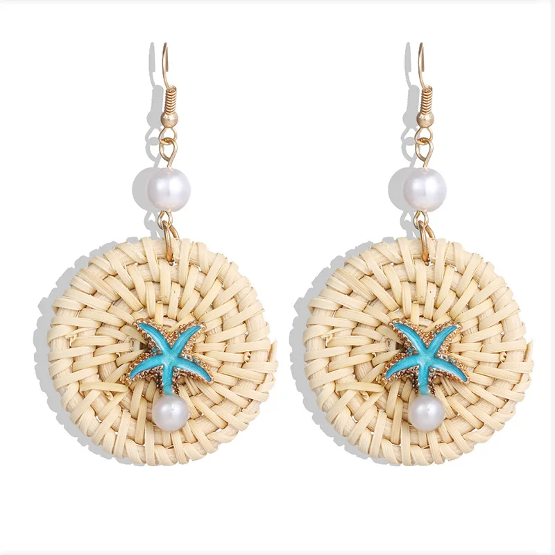 VKME fashion shell earrings set ladies bohemian flowers long tassel earrings 6 pairs / set ladies Brincos Beach Jewelry - Окраска металла: ZL0000627-3
