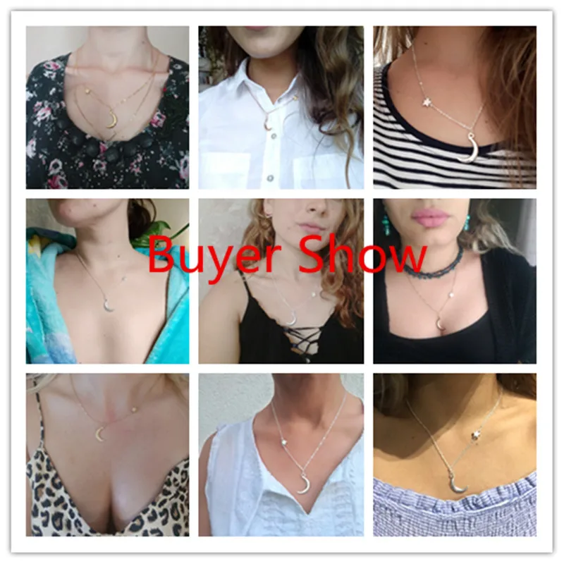 Женское Ожерелье с кулоном Звезда и луна Массивное колье макси ювелирные