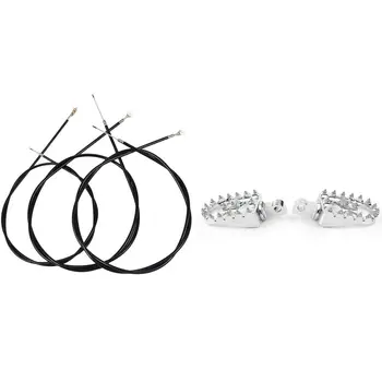 

Universal Motorcycle Cable Kit,Clutch,Brake & Motorcycle Wide Foot Peg Footrest Pedals MX Style for Sportster 883 Fatboy