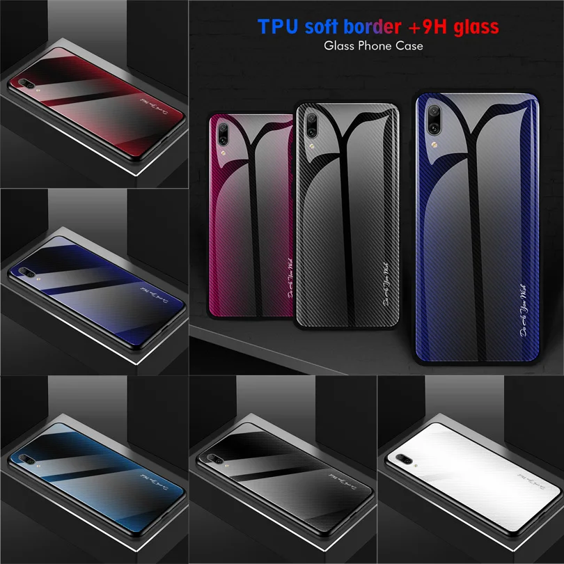 Роскошный градиентный цветной чехол для Huawei Y6 Y7 Y9 2019 твердая задняя крышка из
