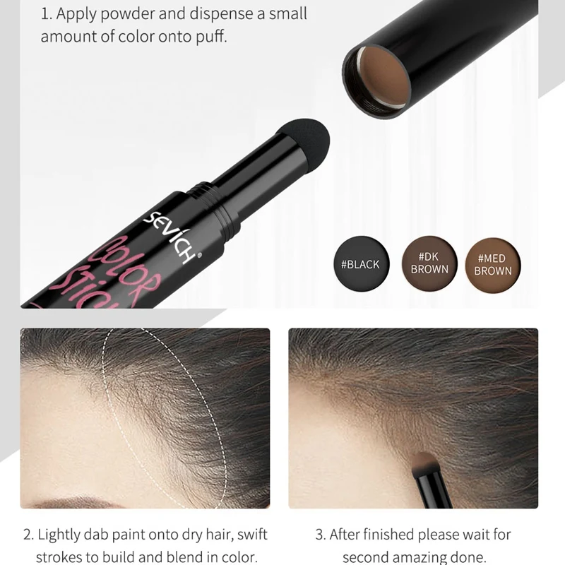 Sevich Hair Root Cover-Up Pen 3 Colors Hairline Contour Powder Waterproof Hair Shadow Powder With Puff For Edge Control Makeup