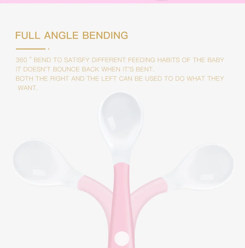 Usbon 2Pcs Bendable Baby Spoon Fork Set Toddler Infant Learning Tableware Flatware Utensils Kids Cutlery with Storage Box