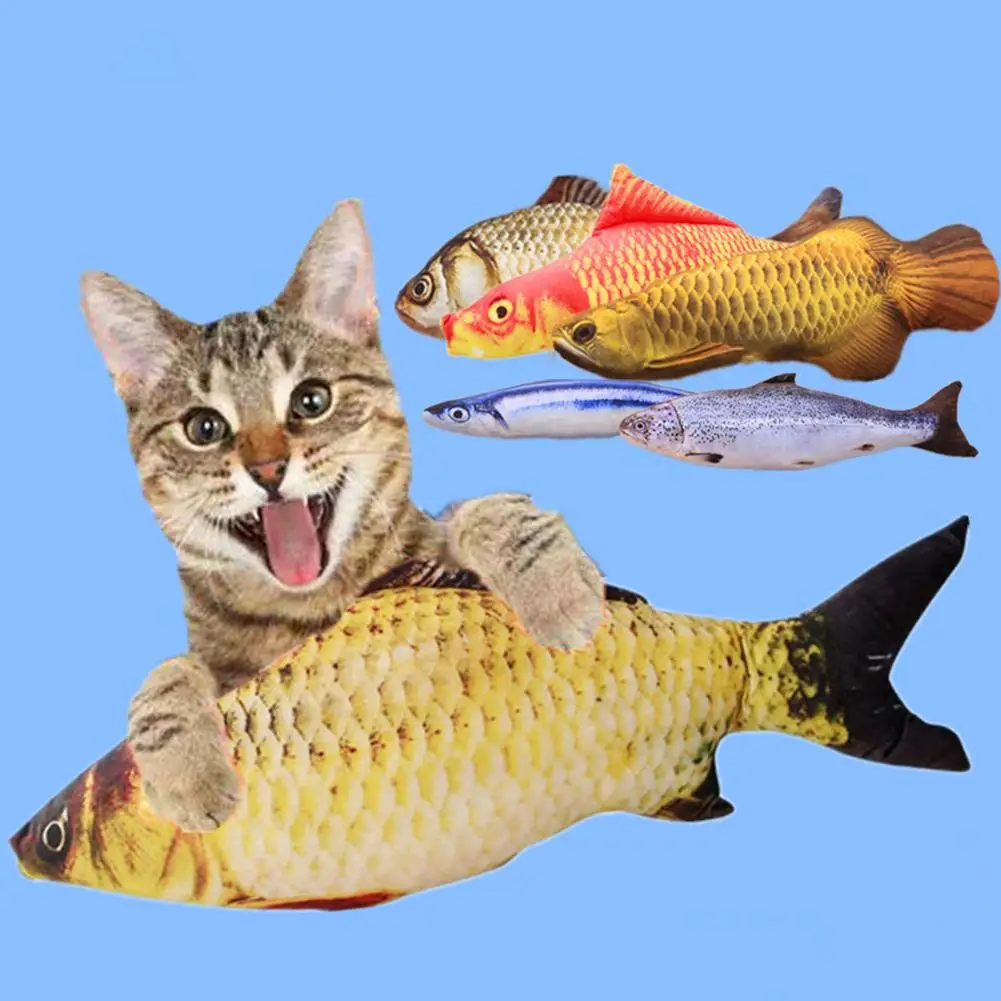 Pet Cats Artificial Plush Fish Shaped Catnip Dental Teeth Care Clean Chewing Toy 2020