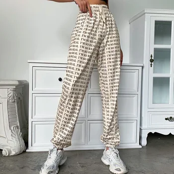 

2020 New INS Hot Letter Printed Fashion Street Loose Strappy Casual Pants Women Streetwear Sweatpants