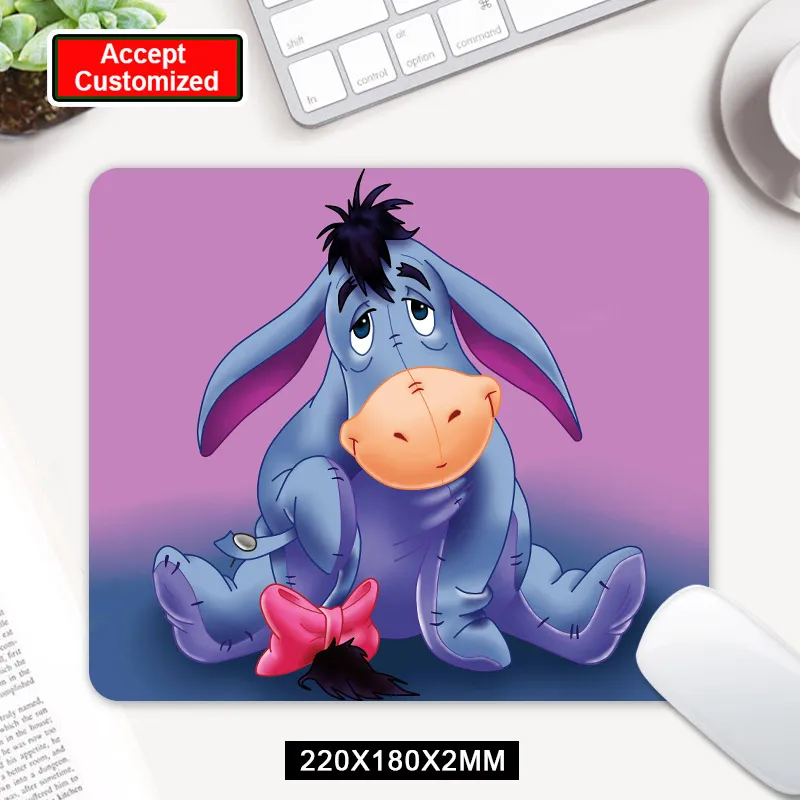 Мультяшный рисунок Eeyore Противоскользящий ноутбук компьютер ПК мыши игровая мышь коврик для мыши для оптическая лазерная мышка Прямая - Цвет: 22x18cm