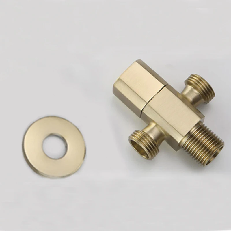 Brushed Gold Angle Valve Copper Triangle Valve Bathroom Water Stop Toilet