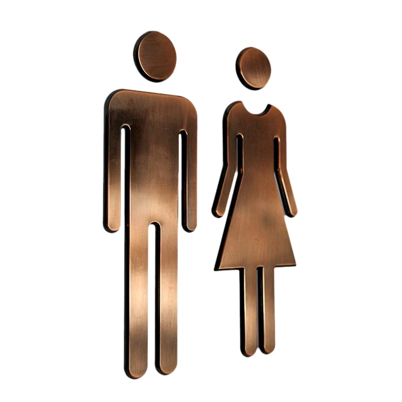 

New A Pair Men Women Toilet Door Sign Hotel Shopping Mall Wc Door Sign Door Accessories Copper