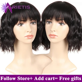 

Body Wave Human Hair Wigs Short Bob Wig Bangs For Black Women Brazilian Remy Hair Full Machine Wig 2020 Top Fashion Crazy Sale