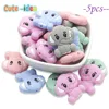 Cute-idea 5pcs Silicone Teether Beads BPA Free Mini Elephant Animal Beads DIY Baby Teething Pacifier Chain Toys Gift Baby goods 1